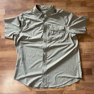 Duluth Trading Co Polyester Blend Short Sleeve Button Front Shirt Men's XL